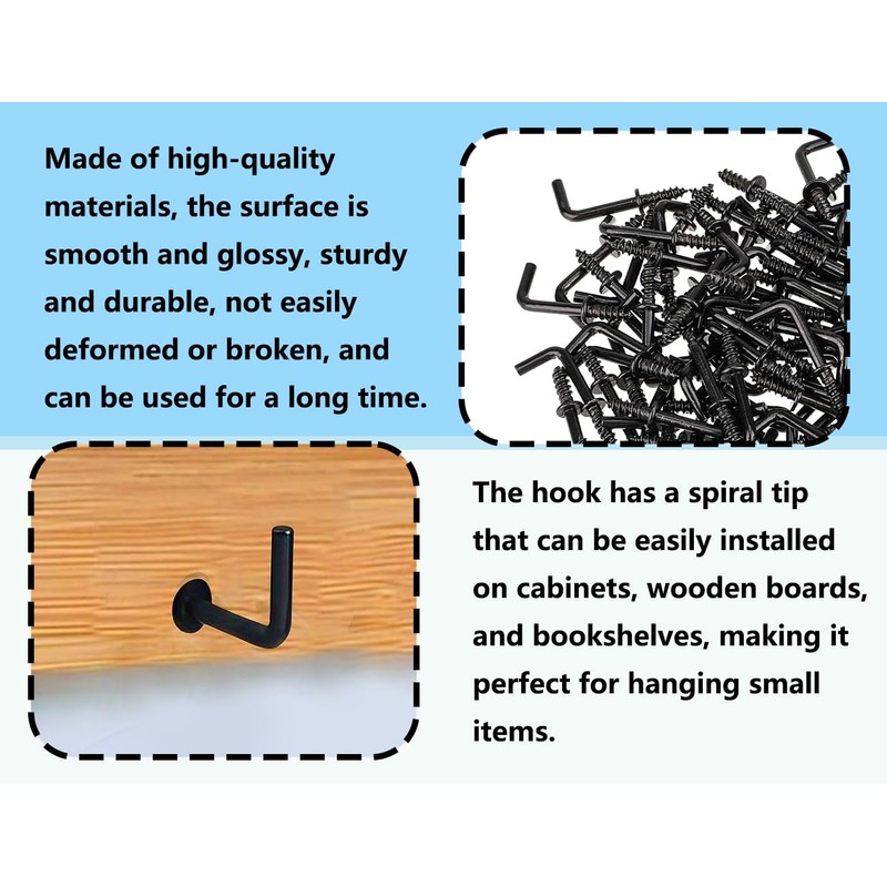 Lhbwhiz Pack of 50 Screw Hooks, Mini L-Shaped Hooks for