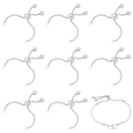 UNICRAFTALE Pack of 10 Adjustable Sliding Bracelet Stainless Steel Bracelet Chain Slider Extension Chain Link Chain Bracelet Snake Chain Accessories for DIY Work 9 cm
