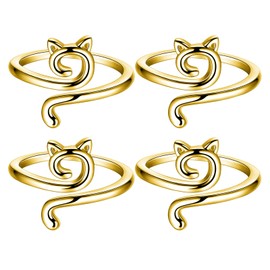 Qianeffort 4PCS Crochet Ring,Knitting Ring Adjustable,Metal Crochet Rings for Fingers UK for DIY Craft for Crocheting Mother Grandma Faster Knitting(Gold)