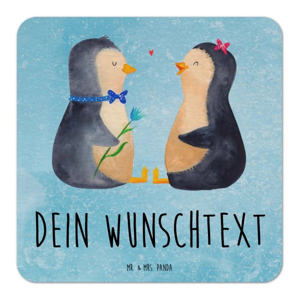 Mr. & Mrs. Panda Personalisierter Bierdeckel Pinguin Pärchen 100er Set