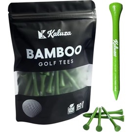 Kaluza Eco-Friendly Bamboo Golf Tees - 50 Pieces | 70mm Biodegradable & Compostable | Durable Sustainable Alternative to Plastic and Wood Tees | Colour: Green