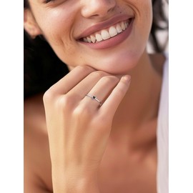 Silvora Plain Silver Rings for Young Ladies, Chic Style Cubic Zirconia Anniversary Ring, Sterling Silver Pinky Ring for Women Size 5