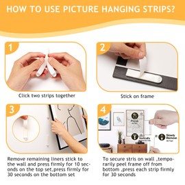 24 Pcs Picture Hanging Strips, Damage Free Command Strips Picture Hanging, Picture Hangers Without Nails for Frame and Holiday Decorations (24 Pcs)