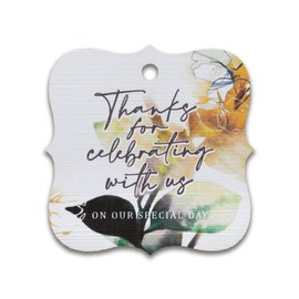 Summer-Ray 50pcs Thank You for Celebrating with Us on Our Special Day Wedding Bridal Shower Favors Gift Tags with Enchanting Leaves (White)