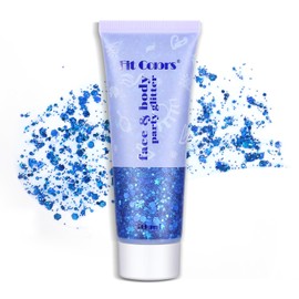 TEOYALL Long Lasting Blue Body Glitter Holographic Sparkling Cosmetic Grade Chunky Glitter for Face Hair (Blue)