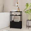 Leomonio Black Side Table, Slim Side Table with Magazine Rack,