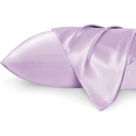 Bedsure Satin Pillowcase for Hair and Skin - Similar to Silk Pillowcase, Pillow Cases 2 Pack with Envelope Closure, Gifts for Women, Queen & Standard Size 50 x 75 cm, Misty Lilac Purple