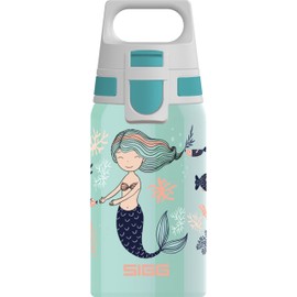 SIGG - Kids Water Bottle - Shield ONE Atlantis - Leakproof - Lightweight - BPA Free - Stainless Steel - Light Blue With Mermaid - 17 Oz