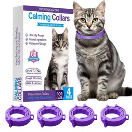 Calming Collar for Cats 4 Pack, Cat Calming Collar, Cat Pheromone Collar for Cats, Cat Stress and Anxiety Relief Lasts 60 Days, Adjustable, Water-Resistant & Breakaway Calming Collar Make Cat Relaxed