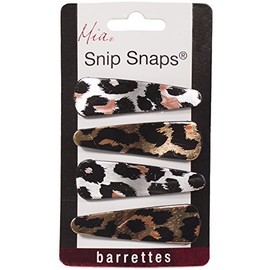 Mia Snip Snaps Metal Contour Hair Clips Barrettes with Cover, Hair Accessories for Women, Teens, Girls - Metallic Leopard Print 2pks/8pcs