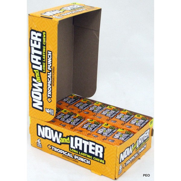 Now and Later Tropical Punch Candy Chews 6 Piece 24 Ct Bars Bulk Taffy Candies