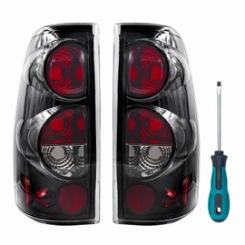 Tail Light Compatible With 1999-2006 Chevy Silverado 1500 2500 3500 2007 Classic, 1999-2002 GMC Sierra 1500 2500 3500 Driver and Passenger Side Taillights without Bulb Black Red