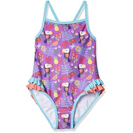 KIKO & MAX Traje de baño de una Pieza para niña, Estampado Tropical Morado., 5