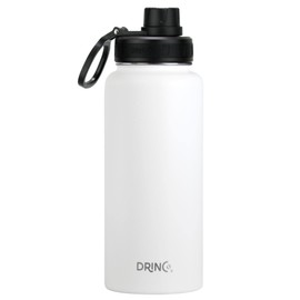 DRINCO Stainless Steel Water Bottle Spout Lid Vacuum Insulated Double Wall Water Bottle Wide Mouth (40oz 32oz 22oz 18oz 14oz) Leak Proof Keeps Cold or Hot (32 oz, 32oz Artic White)