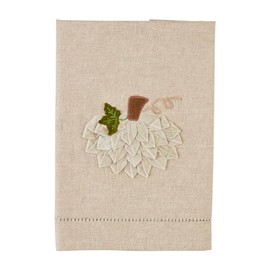 Mud Pie Velvet Pumpkin Towel, Cream, 21" x 14"