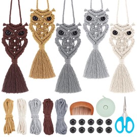 ACRNIGHEET 5PCS Macrame Kit for Adults Beginners Owl Macrame Wall Hanging Supplies Decor Boho DIY Macrame Starter Kits for Adults Includes Instruction with Video Home Decor Craft Kits for Adults