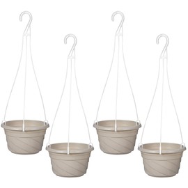 VOSAREA 4pcs Plastic Hanging Planters Hanging Plant Containers with Drainage Holes and Hooks for Outdoor Indoor Plant Garden