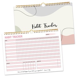 Habit Tracker Calendar, Daily Weekly Goal and Habit Tracker Journal, 12 Months Undated Habits Tracker Planner with Spiral Binding, Boost Productivity Tool and Workout Calendar, 11.7"x8.5"