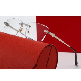 Street Knitted Elegant Rectangle Silver Vintage Retro Metal Wire Frame Rimless Square Clear Lens Eyeglasses Hip Hop Glasses For Men Women