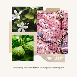 Airkeep Reed Diffuser Set, 3.38 fl oz (100 ml) - Cherry Blossom Almond Oil Diffusers with 8 Reed Sticks, Home Fragrance Reed Diffuser for Bathroom Shelf Decor