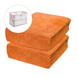 2 x Baby Comfort Terry Fitted Sheets for 95 x 65 cm Travel Cot Mattress (Orange)
