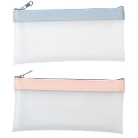 MINBOOT Pencil Case, Transparent (Pack of 2), Multi-functional, Stylish, Korean, Cute, Simple, Popular, Clear, Large Capacity, Inexpensive, Elementary School, Middle School, High School Students,