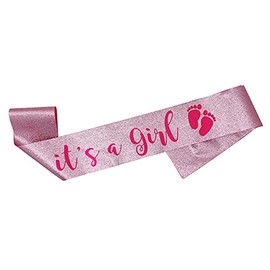 OMISS Sparkling Sash for a Successful Baby Shower (Glitter Pink)