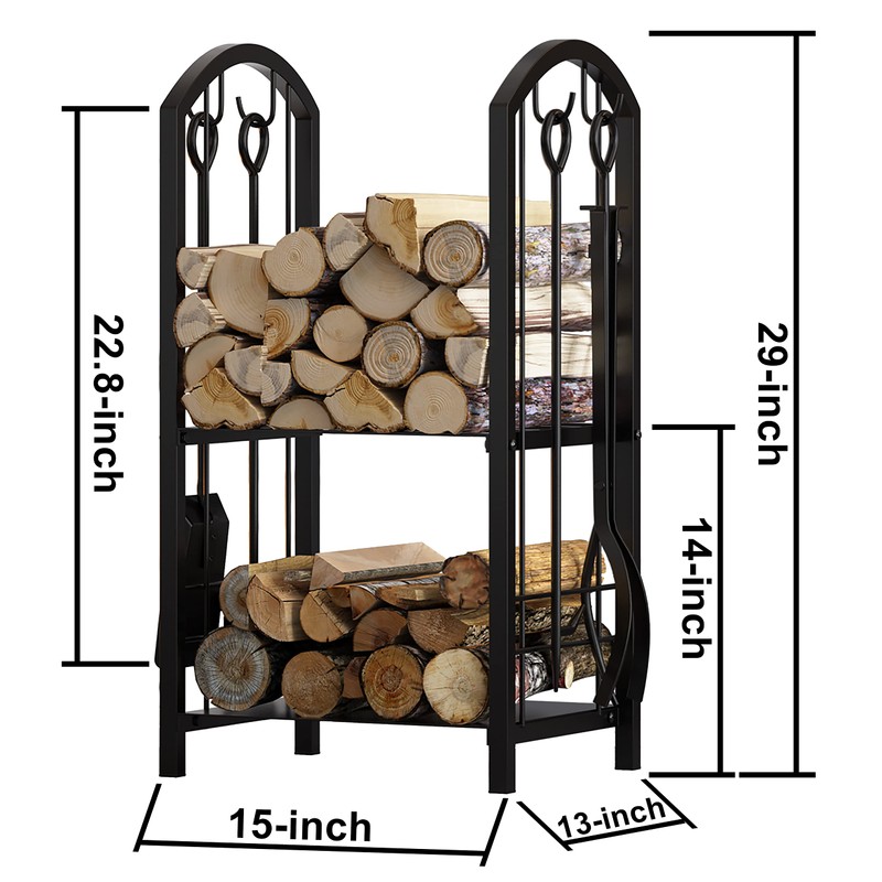 Fire Beauty Fireplace Firewood Log Rack 5-Piece Storage Logs Holder