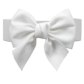 Svnqney Women's Large Bow Belt, White