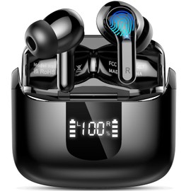 Bluetooth Headphones, 2025 Headphones Wireless Bluetooth 5.4, 48 Hours Deep Bass Hi-Fi Stereo Wireless Earbuds, 4 ENC Noise Cancelling Mic, In-Ear Earphones with IP7 Waterproof, 3.8 g Comfort Fit