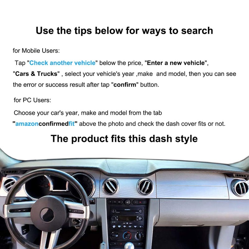 Dash Cover Dashboard Cover Pad Mat Custom Fit for Ford
