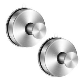 Heavy Duty Suction Cup Hooks for Glass Window, 2-Pk Shower Hooks for Loofah, 304 Stainless Steel Bathroom Towel Hook for Bathroom and Kitchen, Ideal for Hanging Towels, Bathrobes, Kitchen Tools, etc.