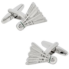 silver badminton feather shuttle cufflinks cufflinks n02709, Brass, No Gemstone
