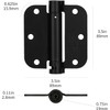 Sophia 4 Pack Self-Closing Door Hinge 3.5 Inch Rounded 5/8