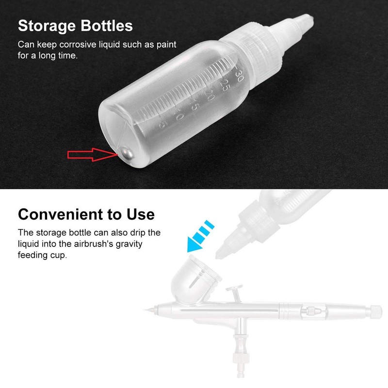 Haosie 10PCS Airbrush Paint Bottles, 30ml Empty Airbrush Accessories, Paint