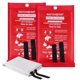 Mondoshop Fire Blankets Emergency for Kitchen Home, TUV Kitemarked Soft Case Fiberglass Fire Retardant Blanket for School, Grill, Car, Office, Garage, Camping, Picnic, Motorhome, Van (2-Pack)