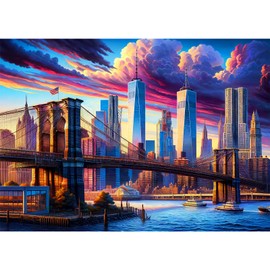Hopgo Puzzle 1000 Pieces for Adults, Puzzle with Bridges at Sunset for Puzzle Lovers, Family Game, Jigsaw Puzzle 70 x 50 cm