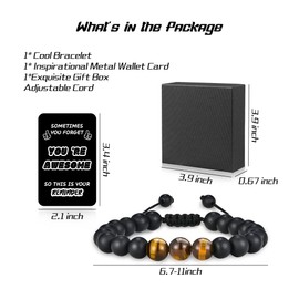 Hotbird 2025 Graduation Gifts for Him: Adjustable Bead Jewelry Bracelet of 3 Tiger Eye Stone with Encourage Quote for Teen Boy - Graduation Gift for Kindergarten/Middle School/High School/College Grad