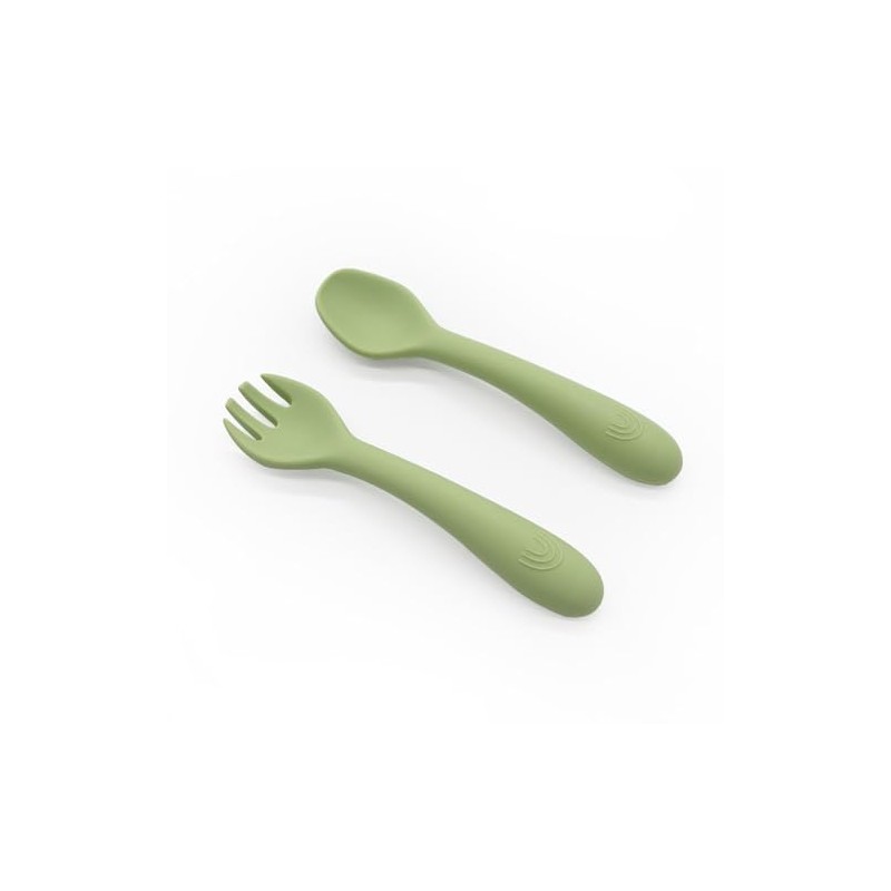 cubiertos de silicón para bebes cua cua baby (verde)