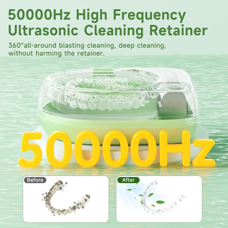 Lonlown 50kHz Cordless Ultrasonic Retainer Cleaner Machine Rechargeable Portable Wireless