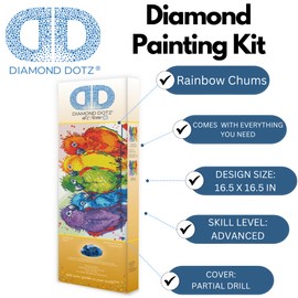 Diamond Dotz at Home Rainbow Chums Diamond Painting Kits for Adults - Diamond Art Kits a Relaxing Creative Craft Kit with Dotz Gems 16.5x16.5