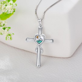 AOBOCO Mustard Seed Necklace Sterling Silver Cross Infinity Heart Mountain Necklace Christian Jewelry for Women