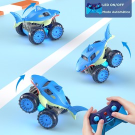 Fast Direct Charging of Remote Controlled Cars, Waterproof Stunt Car with On/Off Cool LED, Monster Truck 2.4GHz 4WD Indoor Outdoor Kids RC Toy Gift Ideas for Boys Girls