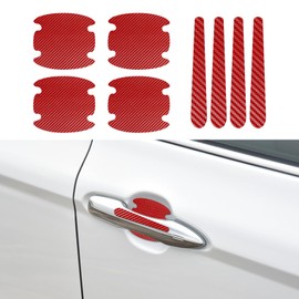 QZTYTY 8PCS Car Door Handle Scratch Protector, Door Handle Cover, Carbon Fiber Car Door Handle Bowl Sticker, Universal Waterproof Anti-Scratches Car Door Cup Protector Car Accessories for Models (Red)