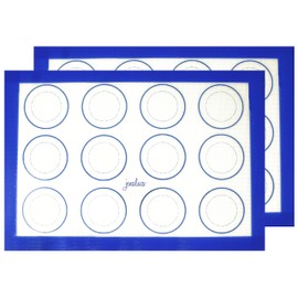 Jenaluca Silicone Baking Mat 2 Pack Non Stick with Cookie Measurements Heat Resistant for Cookies & Other Pastries or Meat,Pastry Mat,Non Slip- 16.5 x 11.6
