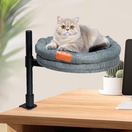 SAMAH Cat Desk Bed,Modern Cats Nest Bed for Desk Indoor up to 40 lbs,Cat Hammock for Desk Comfortable Soft Pet Bed for Kitten,Round Kitty Beds 360° Rotation & Adjustable Height for Office Desks
