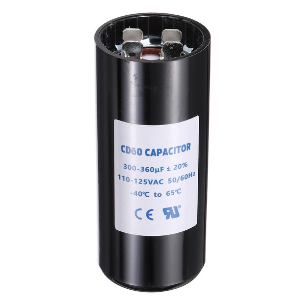 sourcing map CD60 Capacitor 300-360 UF/Mfd, 110-125 VAC CD60 Run