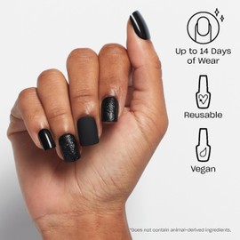 OPI On Point Little Black Onyx Dress | Short Round Black Accent Glitter Nail Art Press On Nails | With Nail Glue | Long Lasting, Reusable, Non-damaging