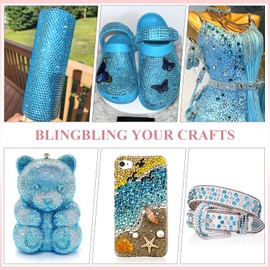 BELLEBOOST 2000PCS SS12/3mm Crystal Rhinestones (Aquamarine), Bedazzling Flatback Glass Rhinestones for Crafting DIY Nail Art Makeup Decoration, Gems Diomand Charms for Tumbler Shoes Clothing Mug