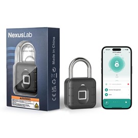 NexusLab Smart Fingerprint Padlock with TUYA App Control, IP67 Waterproof, 10 Fingerprints, Stainless Steel Shackle for Travel, Gym Locker & Outdoor Gatres